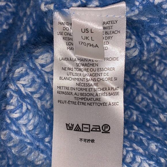 UO URBAN OUTFITTERS Kane Sky Blue Cross-Front Wrap Sweater Women's Large - Picture 7 of 7